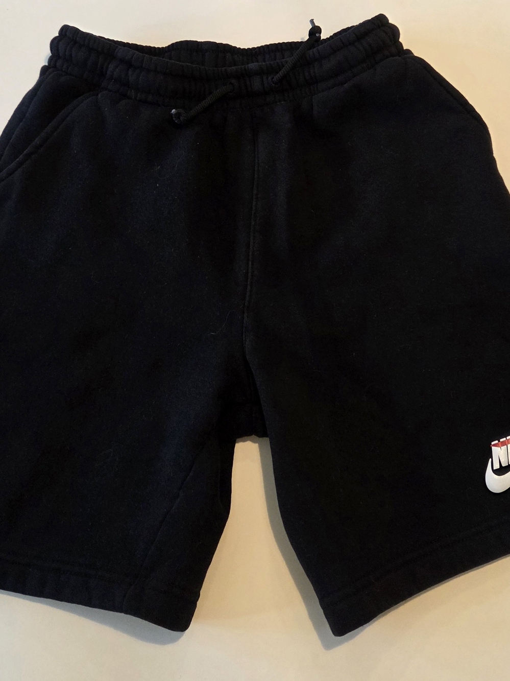 Nike Black Kids Fleece Shorts with White Logo